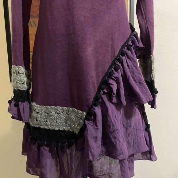 Bohemian Purple Embellished Short Casual Dress. - Picture 6 of 10